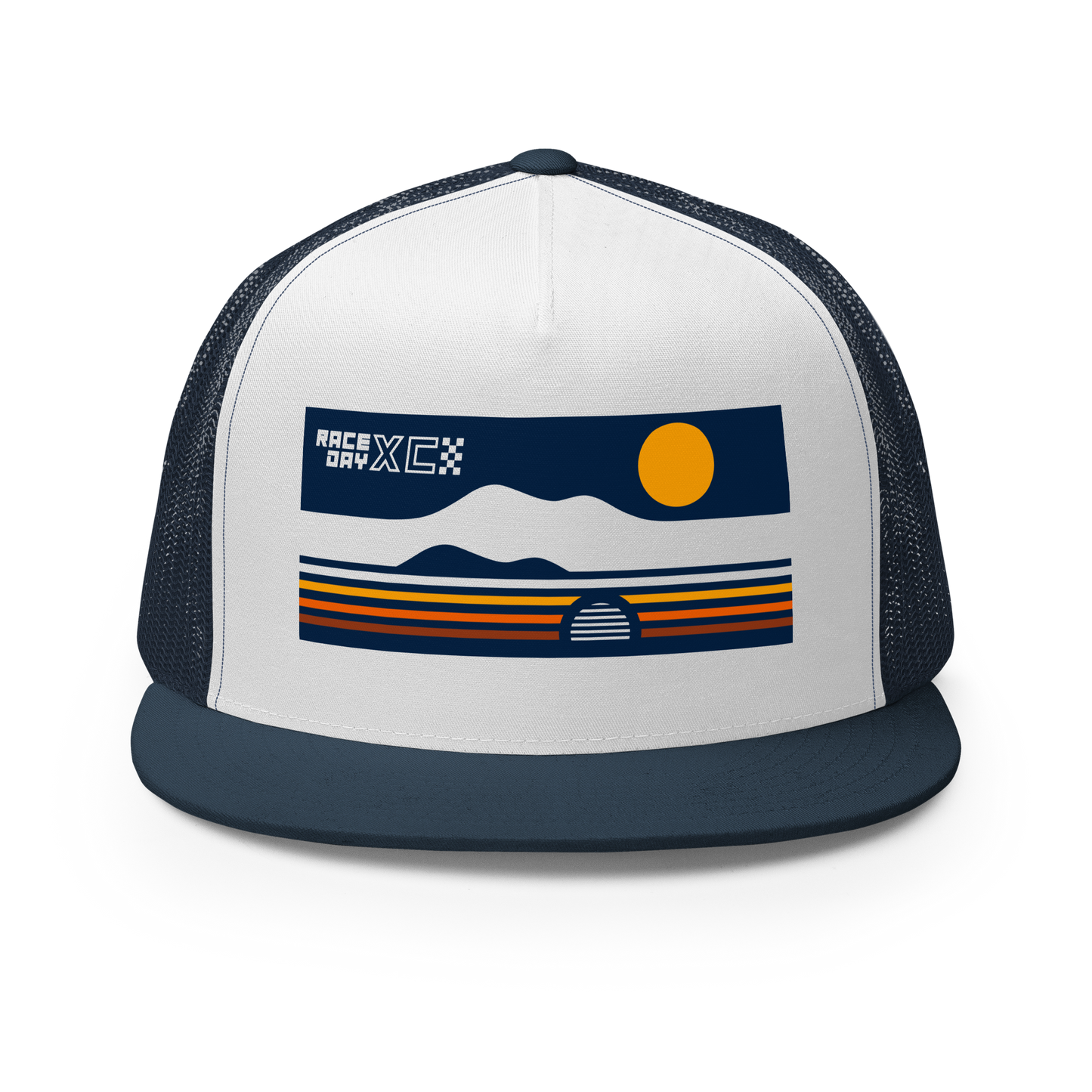 RaceDay XC: Flat Bill Trucker Cap / Sunset Scene