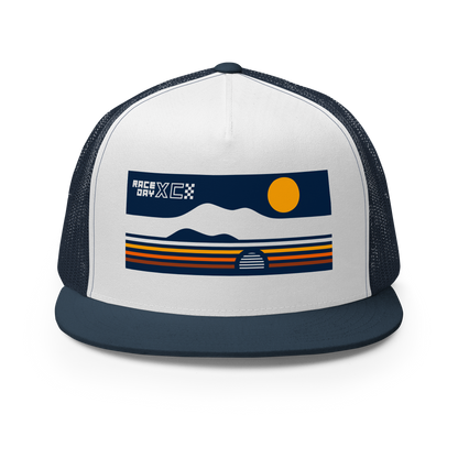 RaceDay XC: Flat Bill Trucker Cap / Sunset Scene