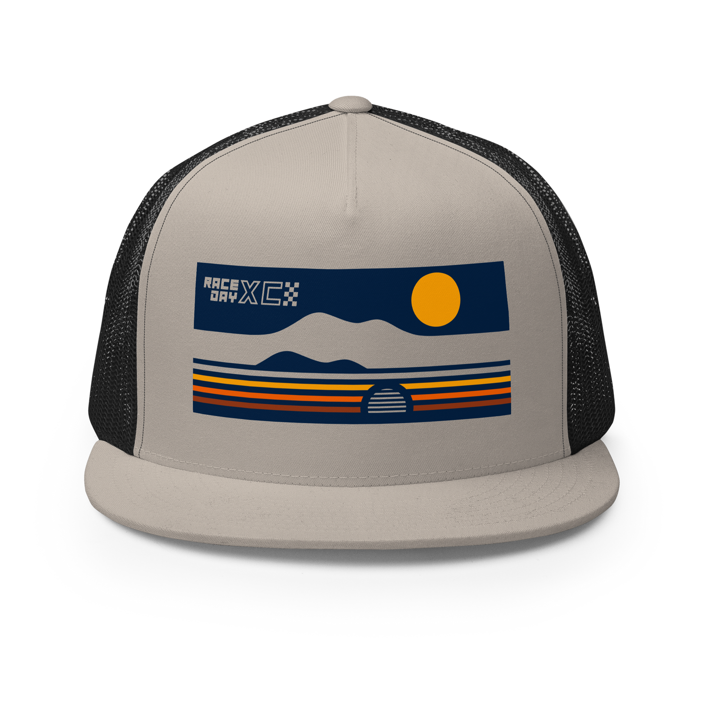 RaceDay XC: Flat Bill Trucker Cap / Sunset Scene