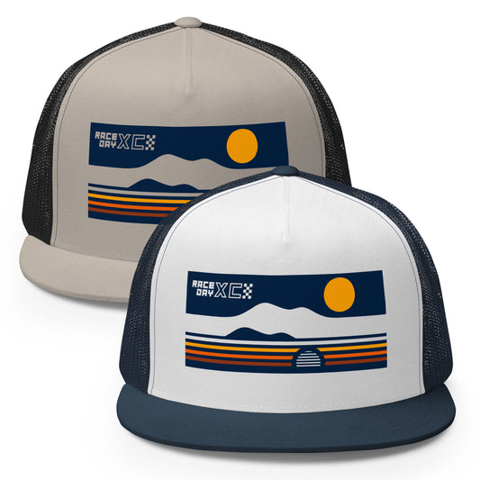 RaceDay XC: Flat Bill Trucker Cap / Sunset Scene