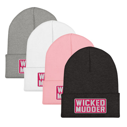 Wicked Mudder: Embroidered Cuffed Beanie / Pink Logo