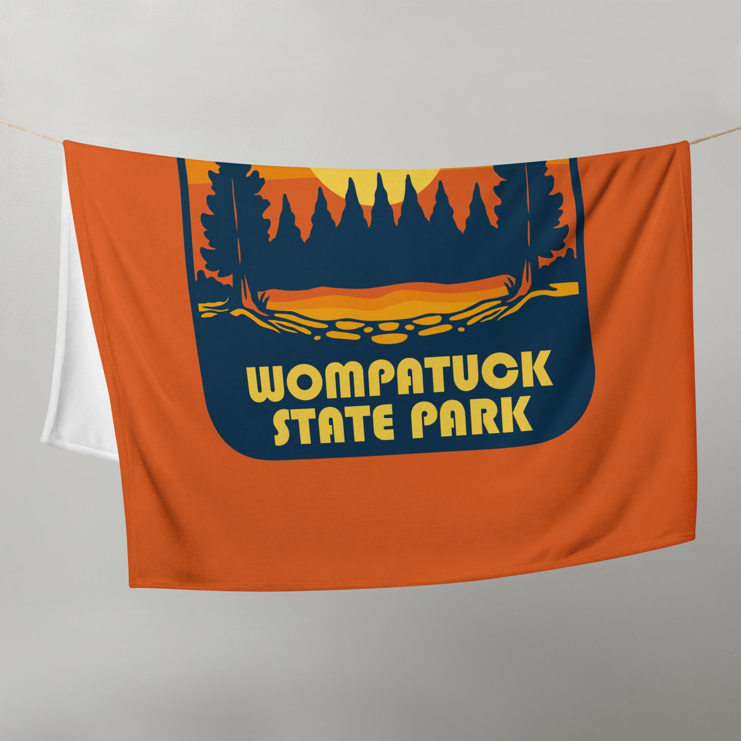 Wompatuck: Throw Blanket / Retro Sunset Badge / Orange