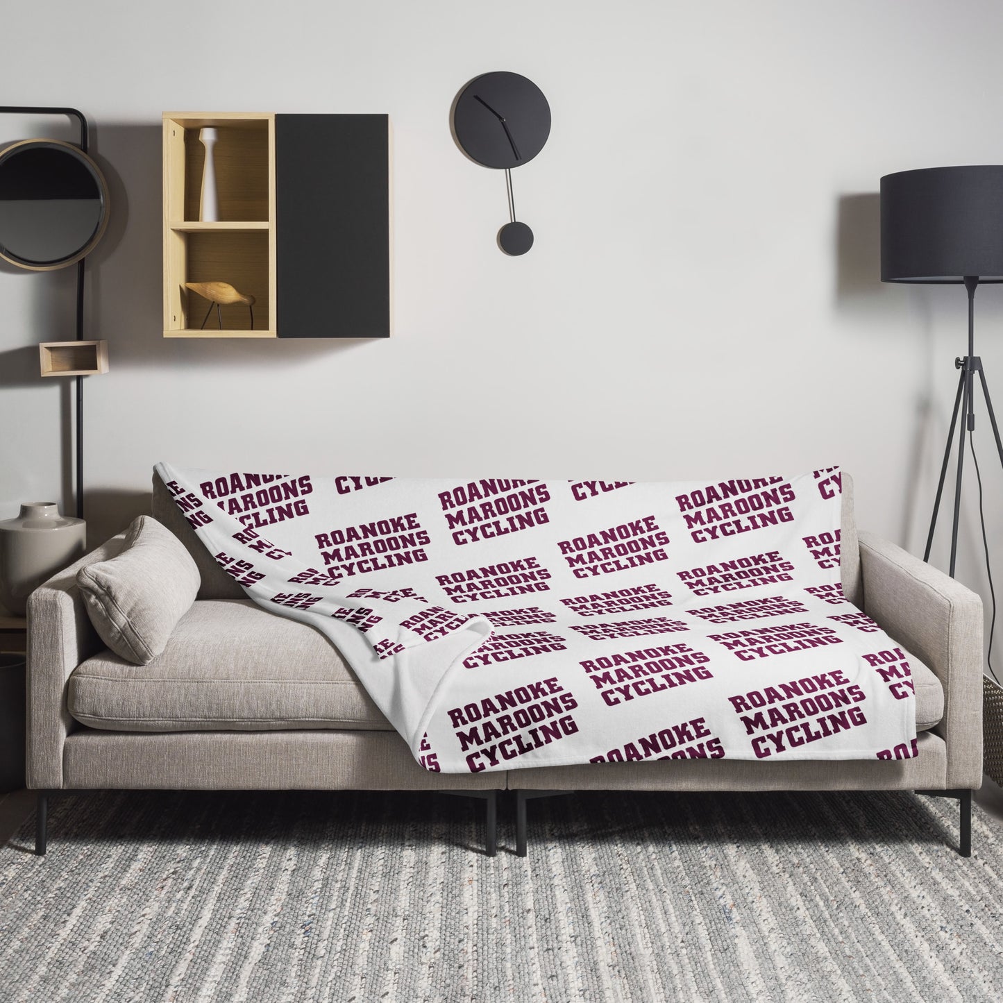 Roanoke Cycling: Light-Weight Throw Blanket / Repeating Logo